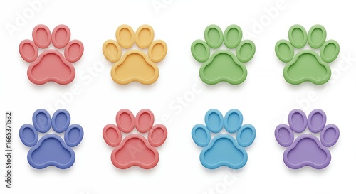 Colorful pastel paw print icons