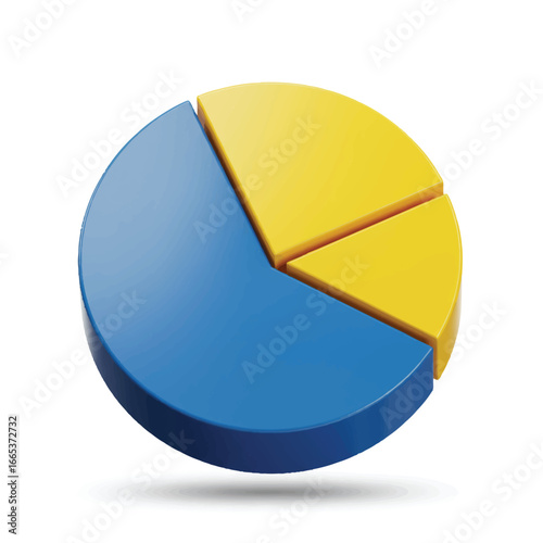 A vibrant 3D render of a modern pie chart features smoothly blended gradient segments, illustrating data visualization with depth and contemporary style.
