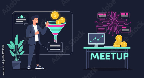 Financial Meetup with Digital Conversion Funnel and Technological Discussions for Growth
