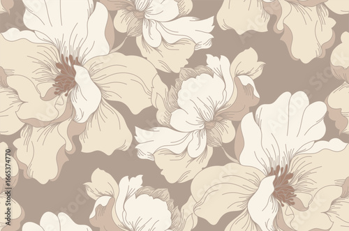 Seamless flowers pattern in vector. Abstract flower pattern design