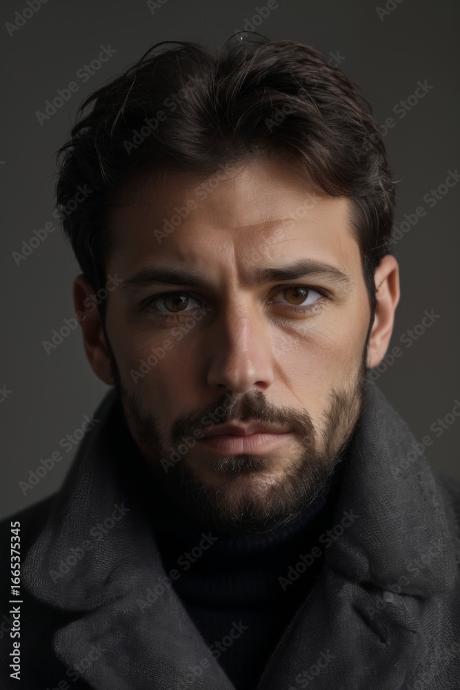 Fototapeta premium Intense Man with Beard and Blue Eyes