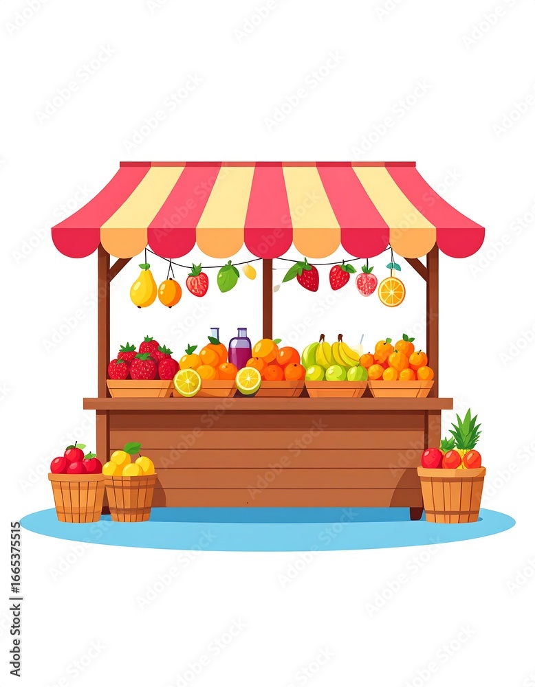 Fototapeta premium Colorful fruit stand illustration