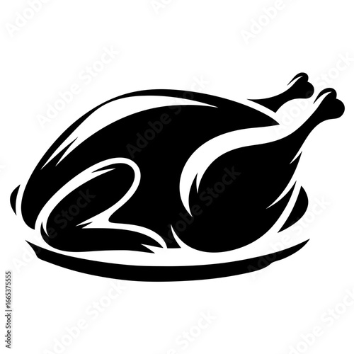 Silhouette of a roasted turkey on a platter, ready for Thanksgiving feast