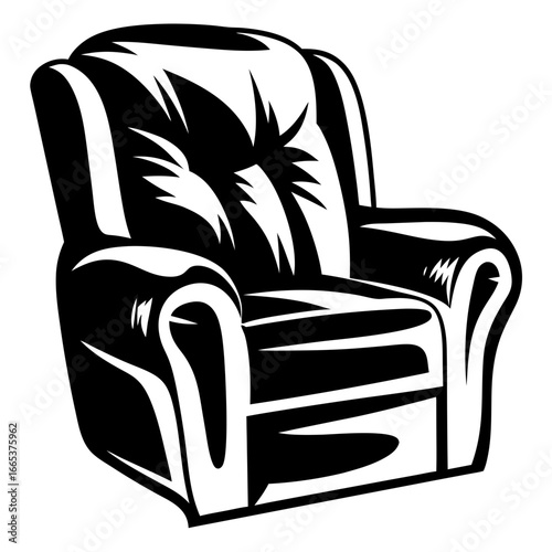 Vector art of a comfortable armchair in black and white style