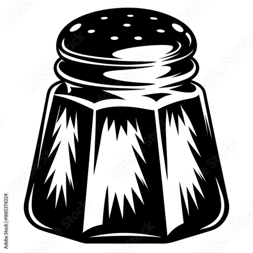 Bold Black and White Graphic Illustration of a Pepper or Salt Shaker
