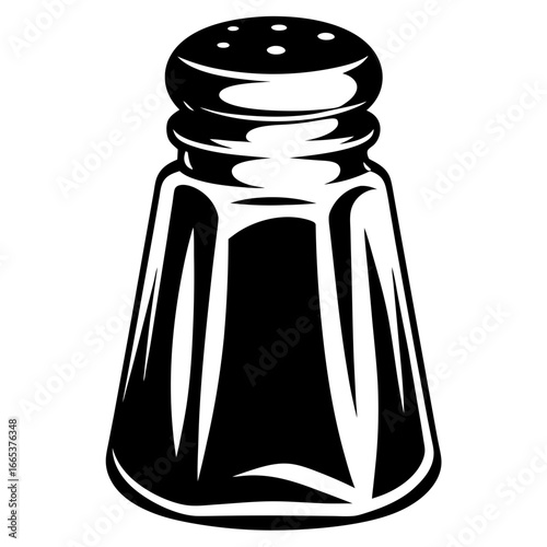Monochromatic Salt Shaker Illustration for Culinary and Dining Themes in Black