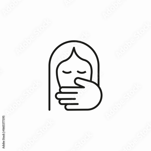 hand over mouth icon sign vector