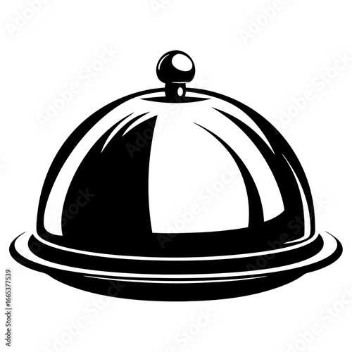 Elegant Cloche Icon in Black and White, Serving Food with Style