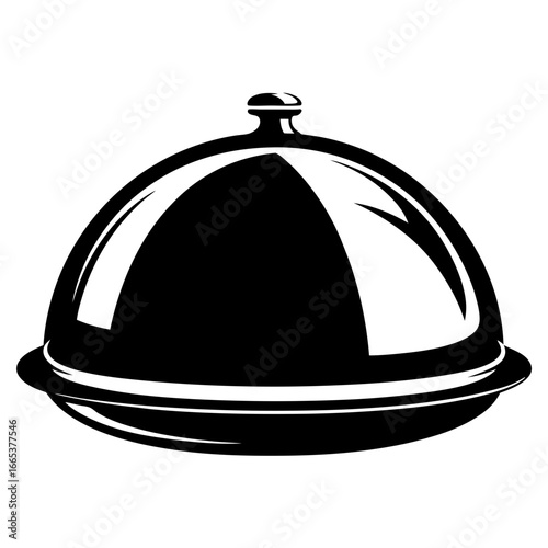Elegant Black and White Food Cloche with a Shiny Polished Surface