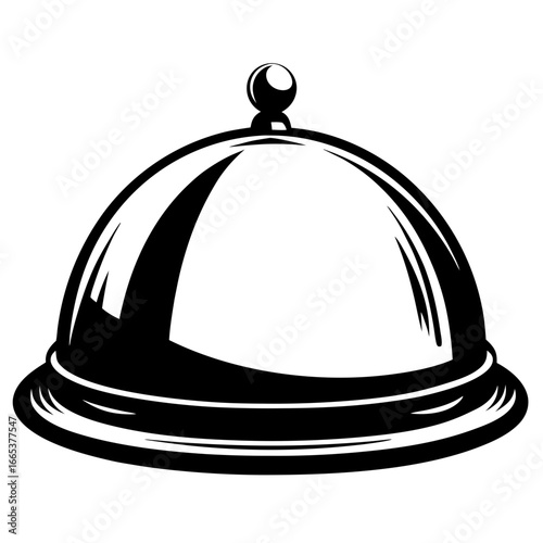 Elegant black and white serving dish with a domed lid and knob