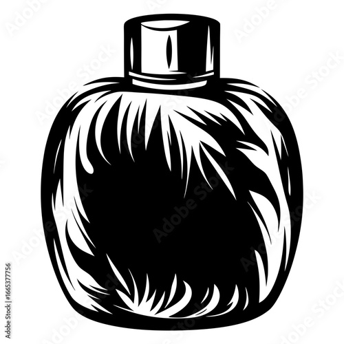 Monochromatic vintage flask with decorative design, ideal for storing liquid substances