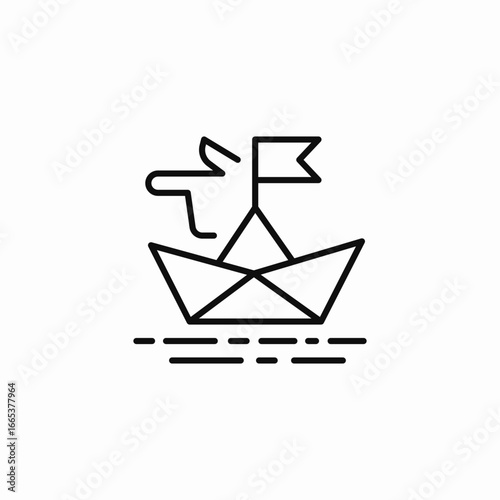 paper boat flag icon sign vector