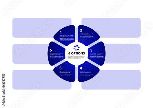 Six element diagram, infographic template, 6 options