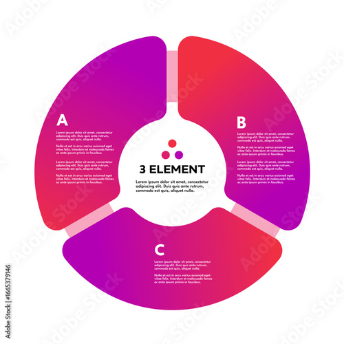 Round diagram three elements, infographic template