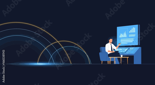 Analyst analyzing data with computer on business intelligence and big data concept