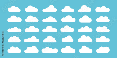 minimal cloud vector collection 30 white cloud silhouettes with varied shapes background pattern design ai eps jpeg png