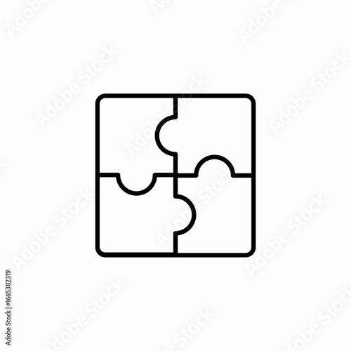 four puzzle pieces icon sign vector