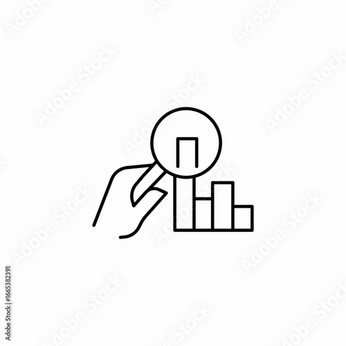 hand analyzing data icon sign vector