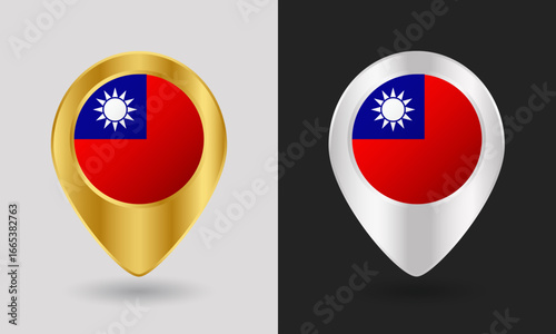 Free Download Gold and Silver Taiwan Flag Map Pin Icon - GFXLoad