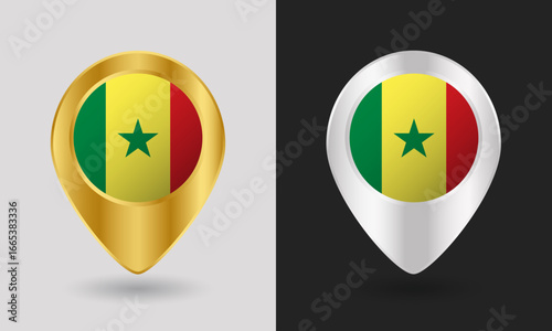 Free Download Gold and Silver Senegal Flag Map Pin Icon - GFXLoad