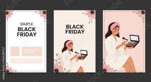 Elegant Black Friday promotion design set for beauty and fashion sales marketing campaign
