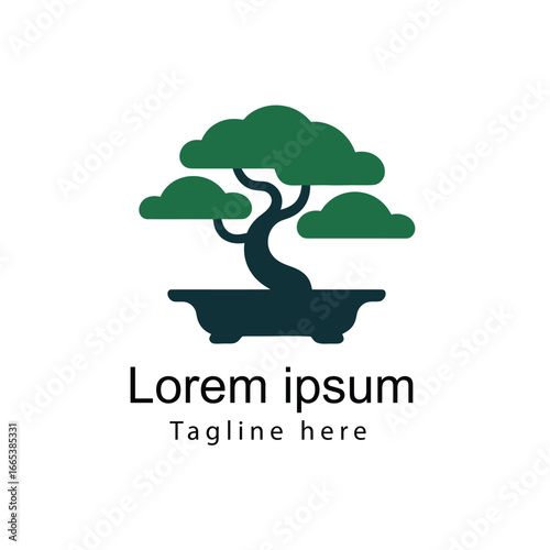 Bonsai Tree Logo Design Green and Dark Blue nature zen japan japanese minimalist simple elegant vector illustration symbol icon plant garden
