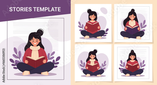 Instagram Stories Template with Reading Theme for Book Lovers and Bloggers