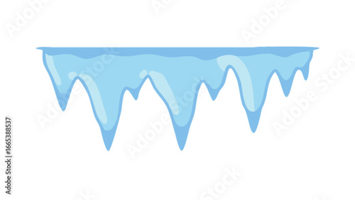 Illustration of a set of cartoon icicles hanging from a surface with a white background image view