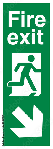 Portrait Fire Exit Running Man Down to the Right Sign