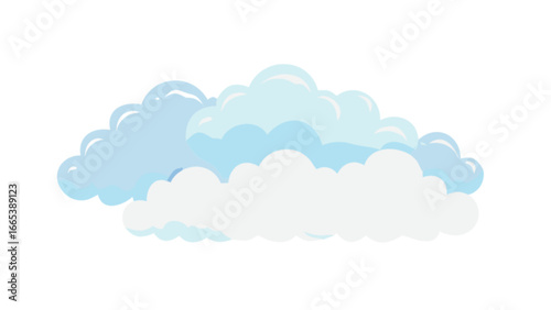 Illustration of a fluffy cloud formation with light blue and white hues against a white background