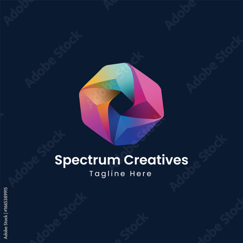 Vibrant and abstract logo for creative agencies design studios or media companies This colorful geometric design is modern memorable and fully editable
