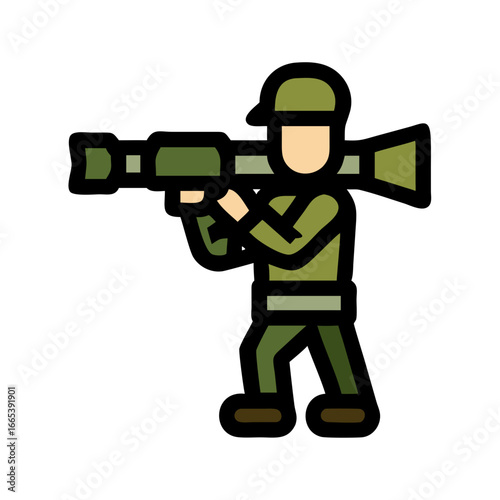 Soldier carrying a bazooka on his shoulder