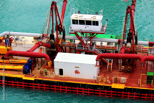 Caribbean Scene with working ship