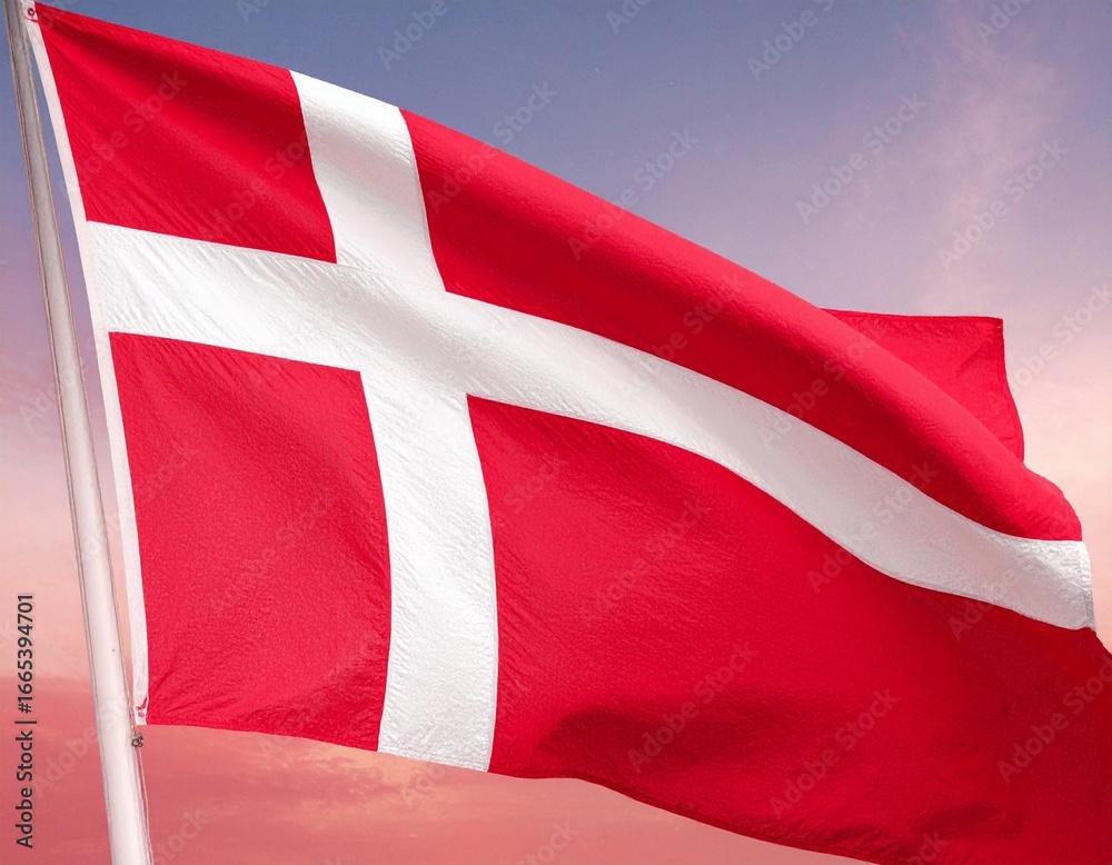 Fototapeta premium Denmark Flag with Textured Brushstroke Finish