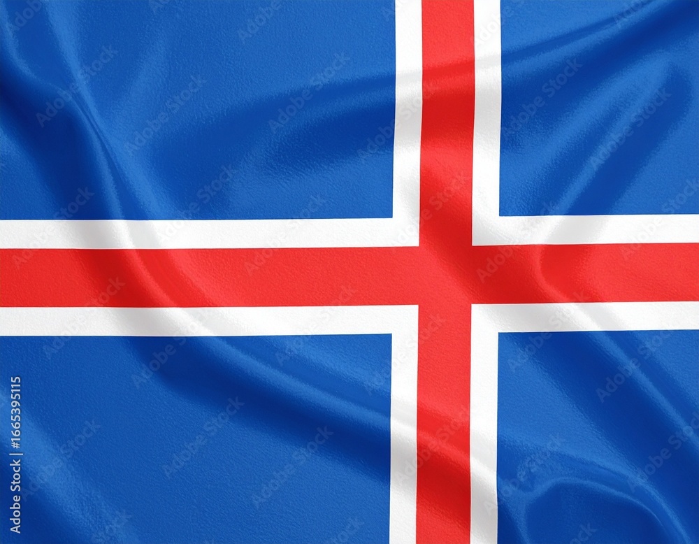 Obraz premium Icelandic Flag with Nordic Cross and Fabric Texture