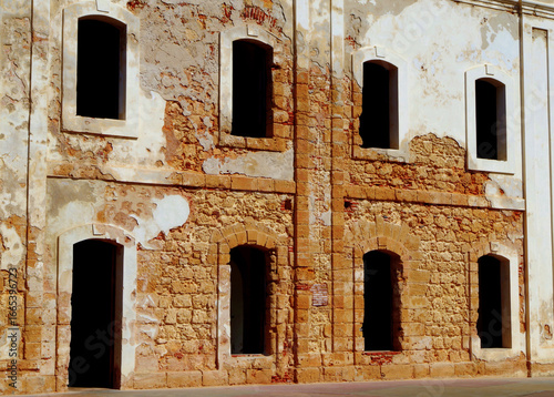 old abandoned building facade