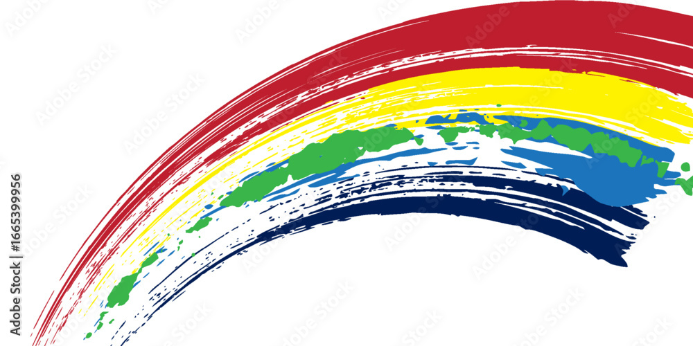 Fototapeta premium Watercolor brush stroke background, rainbow colors, isolated, for design
