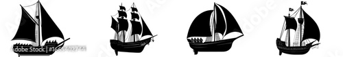 A modern sailboat is depicted in a stylized silhouette against a white backdrop, presented as a line art illustration in isolation