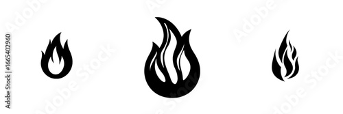 Fiery Icon: A bold, graphic illustration of a black flame, symbolizing passion, power, and intensity, ideal for branding, design, and concept work