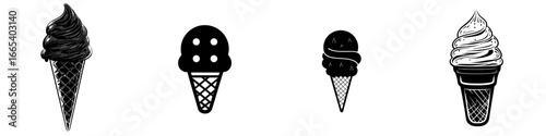 The Ice Cream Cone Icon represents a modern and mouthwatering illustration of an ice cream cone, ideal for use in menus, branding, and designs related to sweet treats