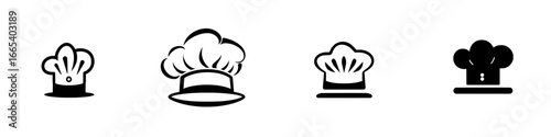 The Chef Hat Icon is a simple yet bold black silhouette of a chef's hat, ideal for use in culinary branding, menus, and restaurant designs, conveying professionalism and skill through its minimalist