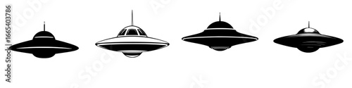 A sleek, modern icon depicting a UFO with a beam of light shooting down is represented by the UFO icon, perfect for use in presentations, websites, and social media