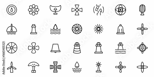 Essential collection of clean, modern icons for energy, nature, and industry themes