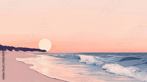 Beautiful sunset over the calm sea with golden light reflecting on the water Ai Generative