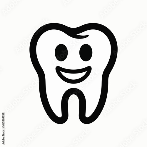 Happy tooth for dental care and oral hygiene