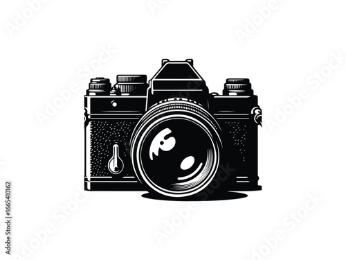 vintage photo camera isolated silhouette on white background