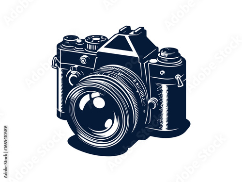 vintage photo camera isolated silhouette on white background