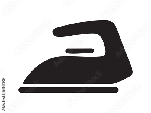 Black silhouette of iron icon isolated on white background. concept of household appliance, laundry tool, domestic chore, steam iron, icon, logo, design element