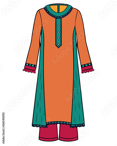 creative details Salwar kameez Vector Illustration