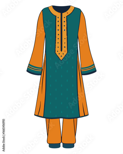creative details Salwar kameez Vector Illustration